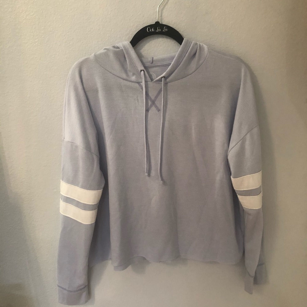SO Athleisure Lightweight Sky Blue Striped Hoodie